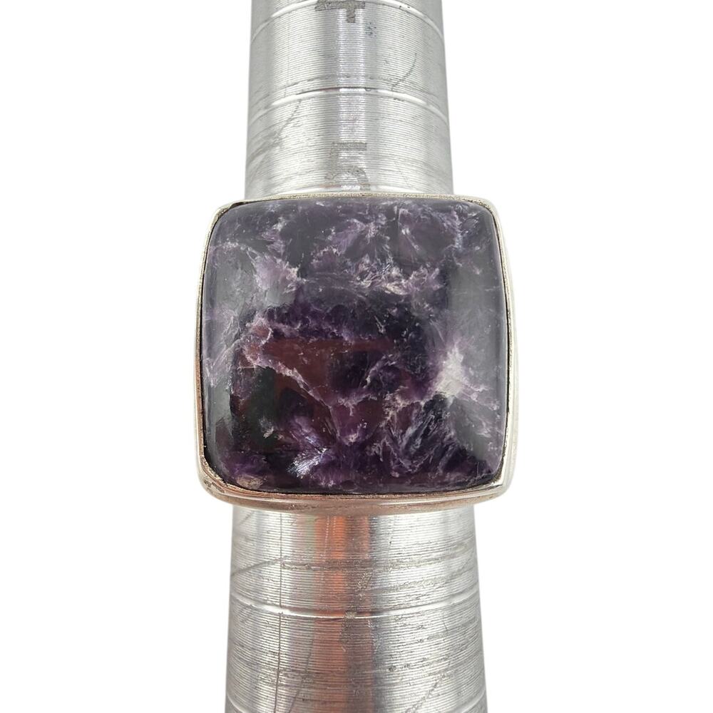 Sterling Silver Charoite Statement Ring Size 8